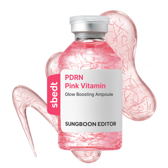 성분에디터 핑크 pdrn 녹는실 비타민 글로우 부스팅 광채 앰플, 1개, 40ml