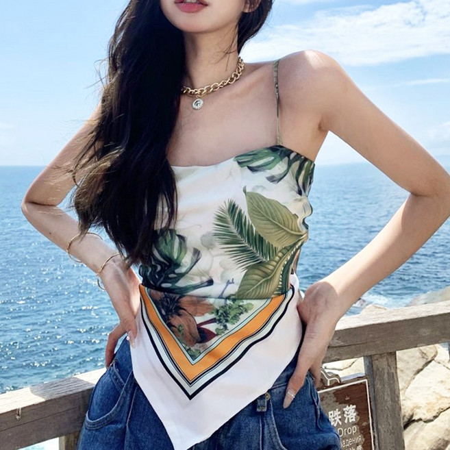 레트로 캐미솔 핫걸 스카프 튜브탑