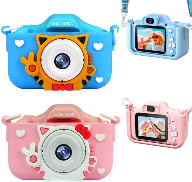 소다소라 셀카 어린이카메라 키즈 유아 장난감 NEW고양이 사진기 어린이용 (32GB SD카드+카드리더기+배터리1000mAh+스티커사은품증정), NEW셀카블루고양이(32G/카드리더기/배터리1000)