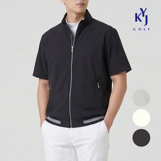 김영주골프 봄가을 기능성 집업 아노락 바람막이 남성 반팔 골프 점퍼 DQSMJP03