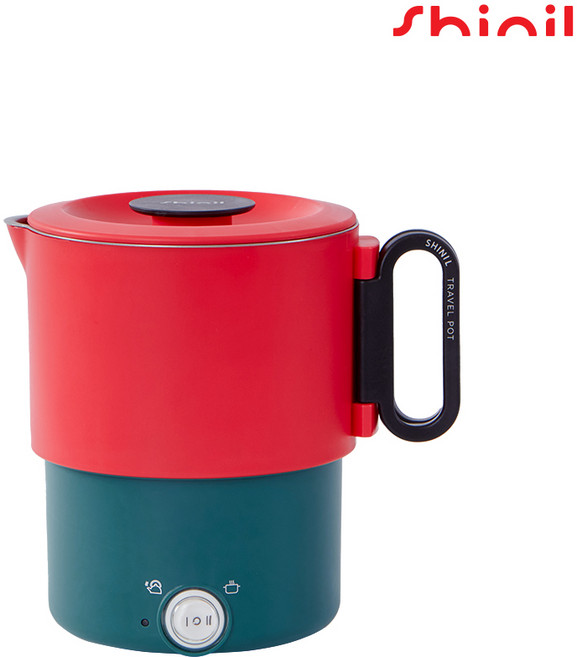 신일 접이식포트 전기포트 여행용포트 휴대용포트 캠핑포트 프리볼트 라면포트 전기냄비 폴딩포트 접이식냄비 포터블포트 220V 110V, 접이식 포트 레드