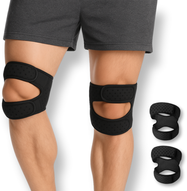 핫쏘잇 이중압박 슬개골 에어 무릎보호대, 블랙, 2개