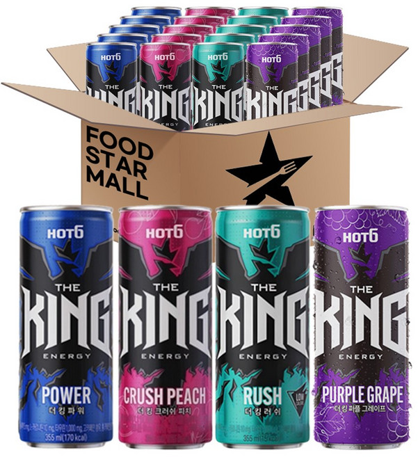 [푸드스타] 핫식스 더킹 (파워 크러쉬피치 러쉬 퍼플그레이프) 355ml 각 5입 총 20입, 19개