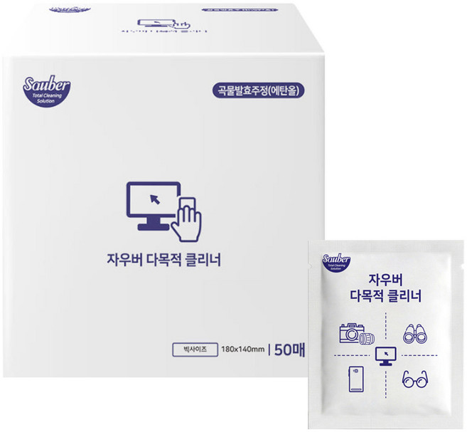 자우버 다목적 클리너 50매입 액정 전자제품 클리너, 1개