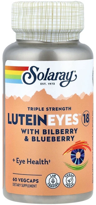 솔라레이 LuteinEeyes 18 빌베리 및 블루베리 함유 3배 강도 베지 캡슐 60정, SOR83216, 1개 - 쿠팡