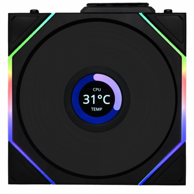 리안리 UNI FAN TL Wireless LCD 120 리버스 (블랙) 시스템 쿨러, 1개