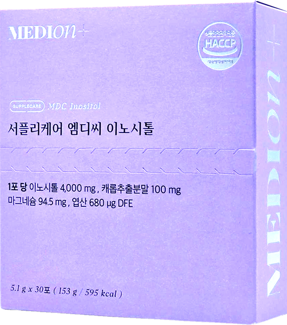 메디온 정품 서플리케어 엠디씨 이노시톨 4000mg 엽산 비타민B 153g, 30회분, 1개