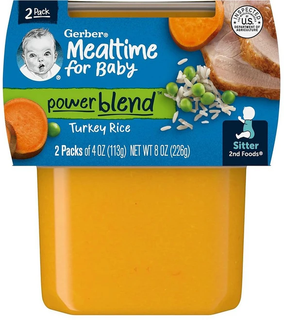 거버 이유식 밀타임 파워블렌드 터키 라이스 Gerber Baby Food 2nd Foods Dinner Turkey, 113g, 1개 - 쿠팡
