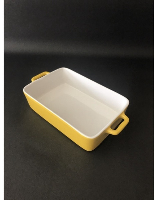 東昇瓷器餐具 9吋雙耳長方烤盤, 1個, 黃色