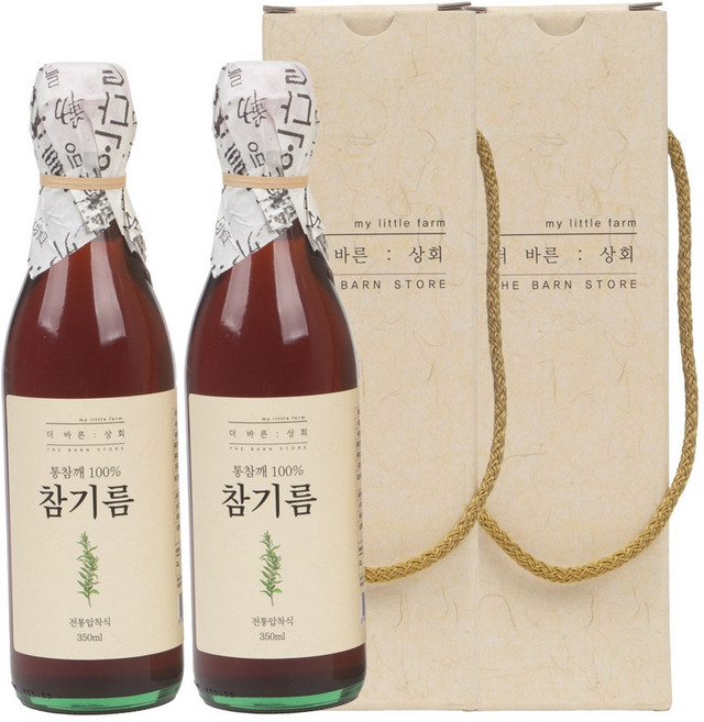 HACCP인증 고소한 전통 참기름 통 참깨100% [고급선물케이스 증정], 2개, 350ml