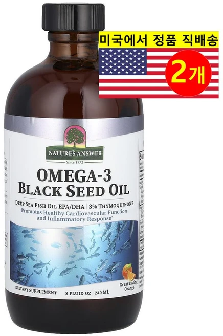 네이쳐스엔서 오메가3 블랙씨드 오일 함유 오렌지 맛 240ml, 2개 - 쿠팡