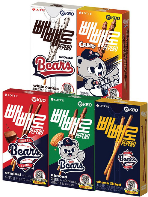 KBO X 빼빼로 5종 10개씩 혼합구성 두산 베어스 x50개