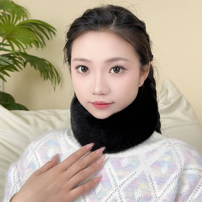 護頸毛絨 狐狸毛圍脖 仿毛皮草圍巾 女秋冬季韓版圍脖 加厚百搭毛領子 保暖圍巾