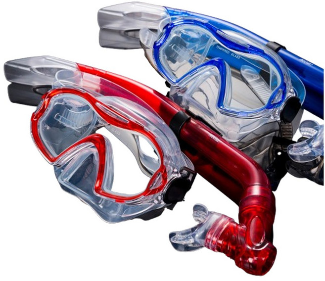 비앤드 1+1 아동 스노쿨링 마스크 세트 MS-07, 블루+레드