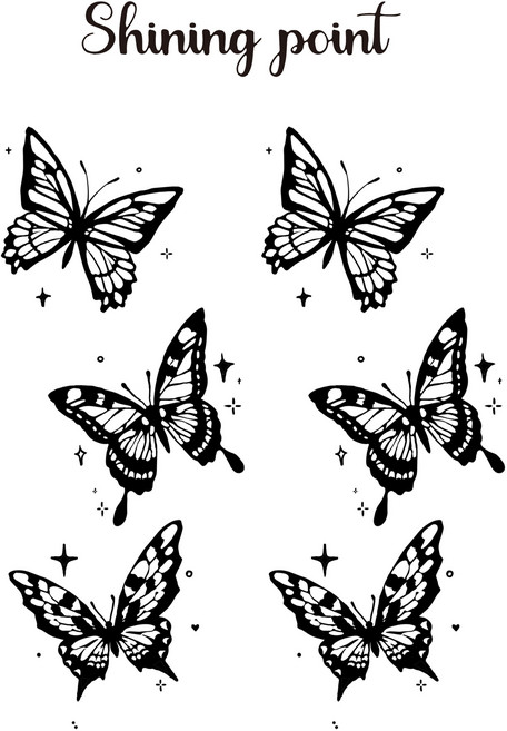 샤이닝포인트 네발 나비 블랙 타투스티커 세트 (2장)