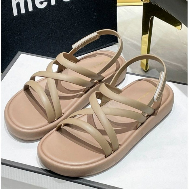 Helmazz 全防水厚底羅馬涼鞋, 棕,36