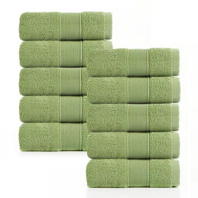 록신 호텔수건 타월 코면사 부드러운 540GSM 40수, 10개, 그린