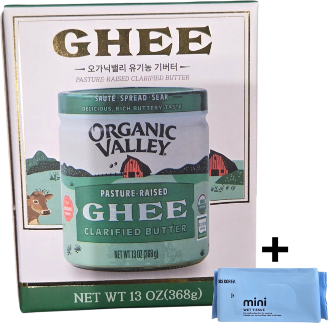 오가닉밸리 유기농 기버터 368g + 아이리스 물티슈 8매입 1팩, 1개