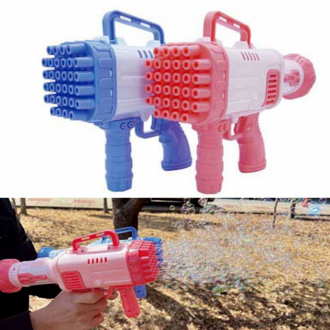 [Lifepop] 무한 32구 게틀링 버블건 비누방울총 캠핑 물놀이 바깥놀이 야외, 핑크, 1개