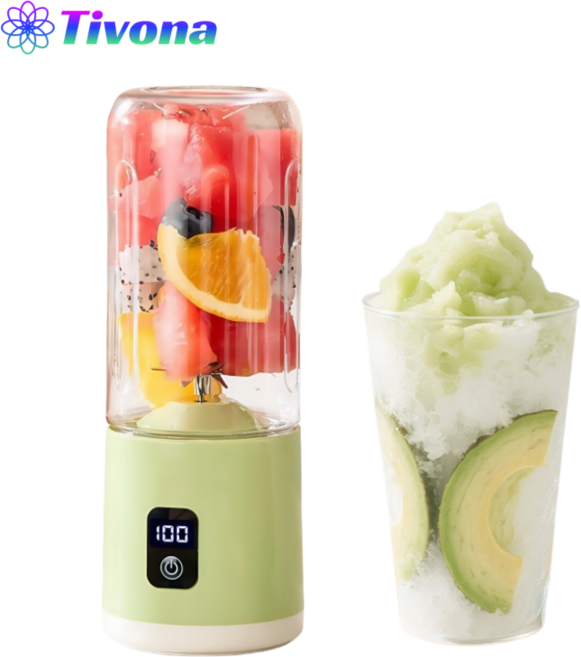 Tivona 다용도 무선 소형 가정용믹서기 초고속 미니믹서기 휴대용 캠핑블렌더, 그린