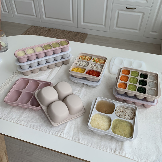 리브야 국산 실리콘 이유식 큐브 4종 택1, 1개, 베이지