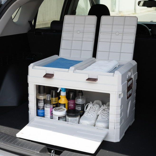 SUV 승용차 세차 트럼크 정리함, 아이보리