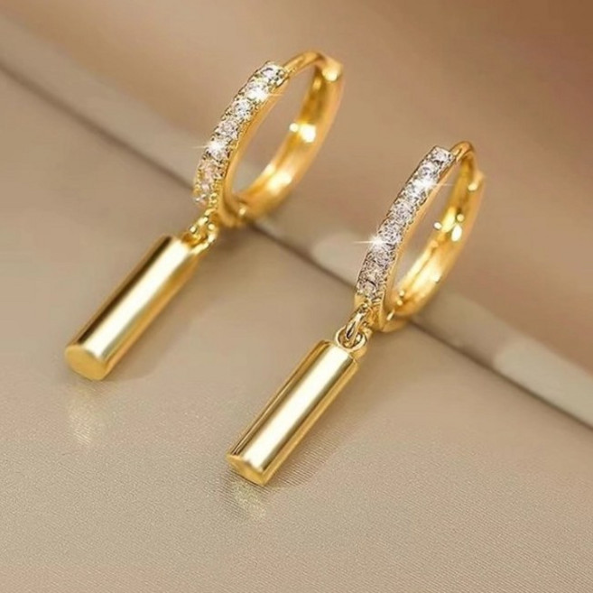 투니스 여성 금도금 큐빅 귀걸이