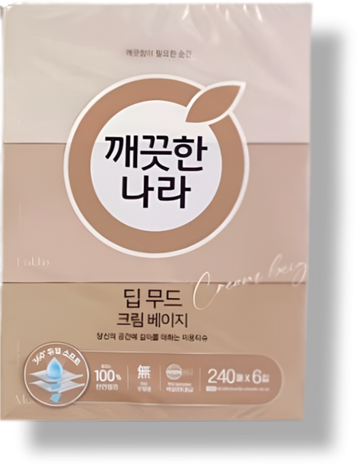 깨끗한나라 각티슈 딥무드 미용휴지 크림 베이지, 240매, 1개
