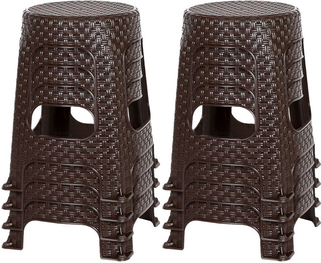 지오리빙 플라스틱 원형 라탄 의자 8p, 8개, 브라운