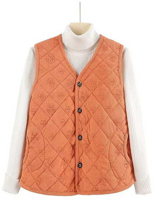 꽃무늬 할머니 털조끼 겨울 누빔 조끼 중년 여성 융털 경로당 노인정 패션