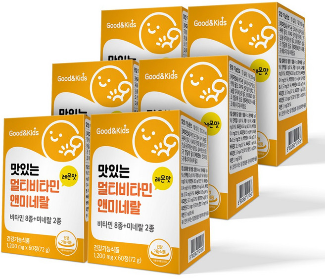 굿앤키즈 맛있는 종합비타민 미네랄 레몬맛, 60정, 6세트