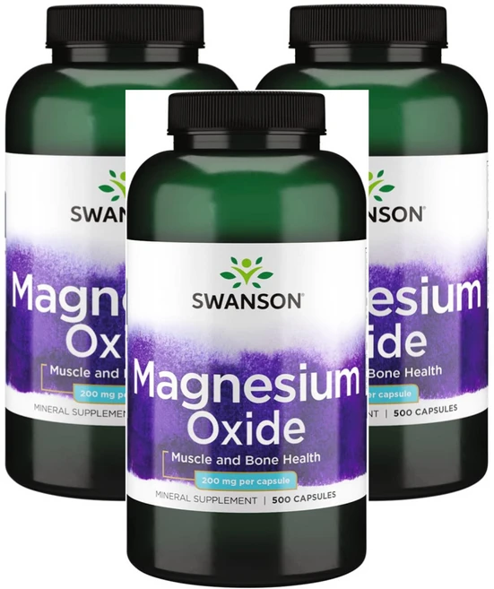 스완슨 산화 마그네슘 200mg 500캡슐 3병 고약사마그네슘 Magnesium, 500정, 3개 - 쿠팡