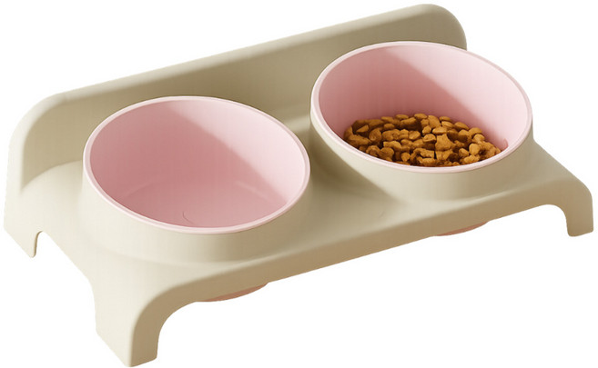 코날 강아지 고양이 밥그릇 테이블 식기 세트 2구, 핑크, 1개
