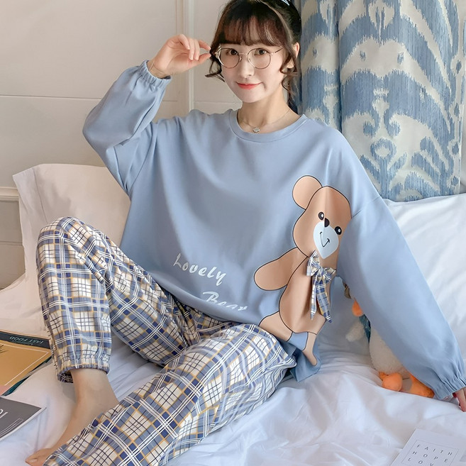 블랑커브 체크바지 시보리 잠옷세트