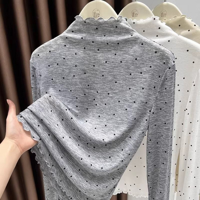 봄 여성 긴팔 티셔츠 터틀넥 얇은 폴라 티셔츠 데일리 이너 티셔츠 슬림핏 여자 반목 긴팔티 목폴라티 CJJ