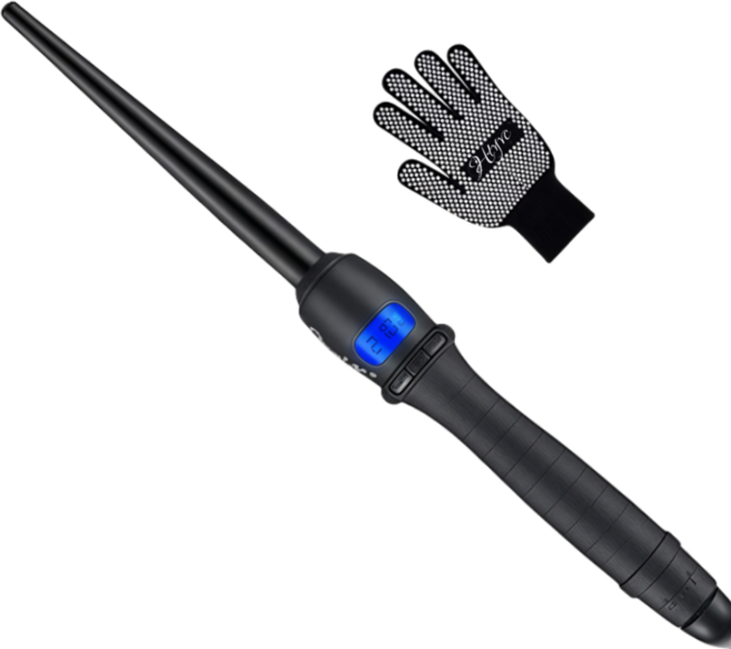 HTYVC 9~19mm 원권 세라믹 봉고데기 원추형 프로헤어 고데기 볼륨 웨이브 고데기, 블랙