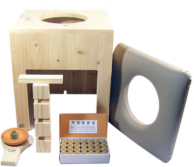 편리한 열조절식 건식좌훈세트 전통방식이면서 현대식으로 재구성 좌훈의자+좌훈방석+열조절대세트+국산쑥 특제좌훈봉56개, 1세트