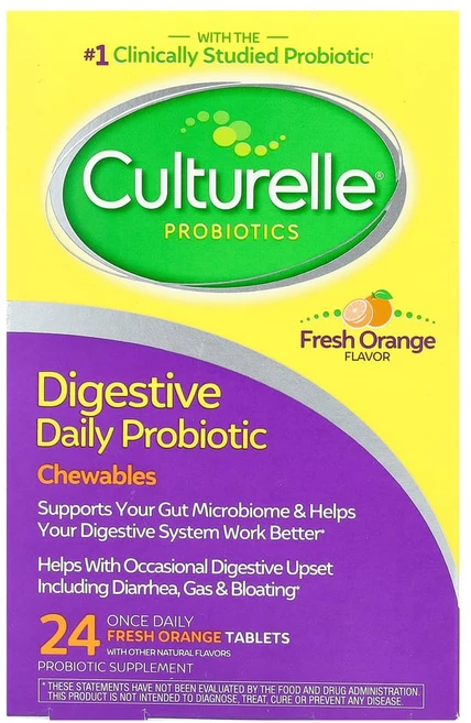 컬처렐 Digestive 데일리 프로바이오틱 츄어블 프레시 오렌지 하루 1회 24정, 1개 - 쿠팡