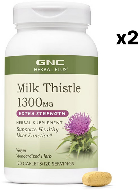 GNC 밀크시슬 실리마린 1300mg 120캐블릿, 2개, 120정