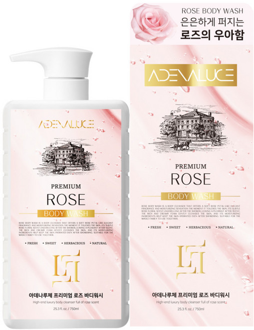 아데나루체 프리미엄 바디워시 로즈향, 1개, 750ml