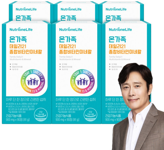 온가족 데일리21 종합비타민 미네랄 멀티비타민 남녀공용 면역, 6박스, 90정