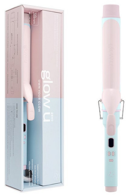 [미용실대란템] 글로우유 엑스트라 롱 배럴 봉고데기 38mm 코튼캔디/마시멜로 (+집게핀 2p), 38mm 마시멜로