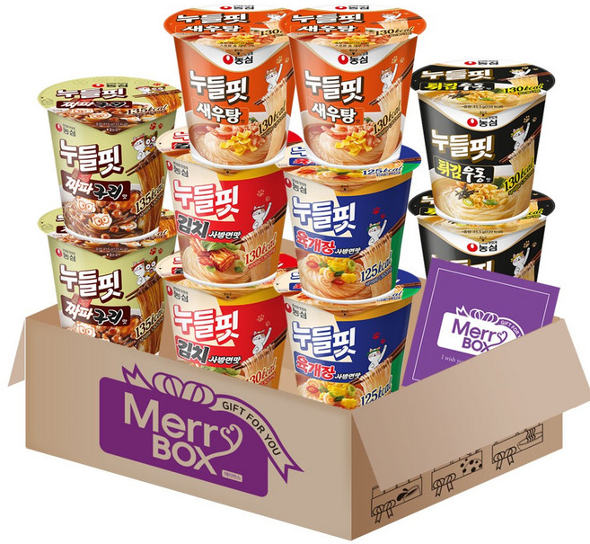 누들핏 저칼로리 10개{육개장사발면맛2+김치사발면맛2+튀김우동맛2+새우탕맛2+짜파구리2}+메세지카드, 1박스