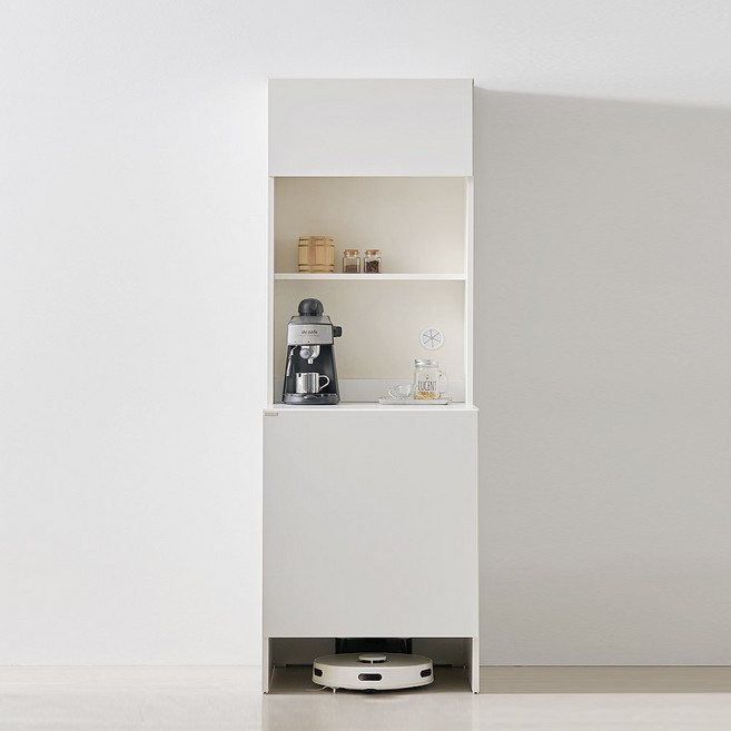 스칸디무드 커스트 로봇청소기 수납장 600 상부장세트, 화이트