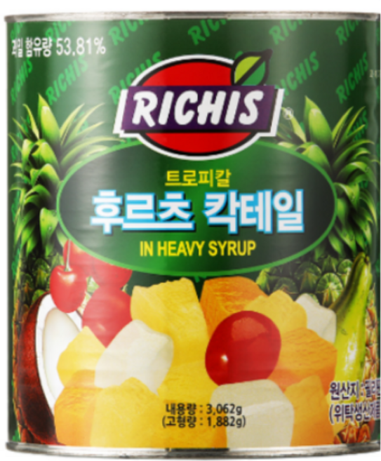 리치스 후르츠칵테일 통조림, 3.062kg, 2개