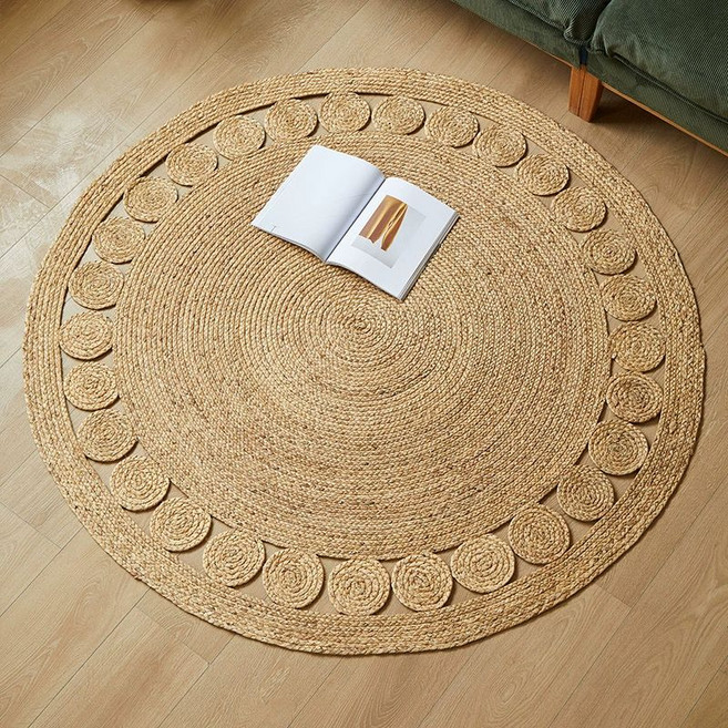 원형 라탄 러그 멍석 리빙몽드 여름 내추럴 부들 카페트