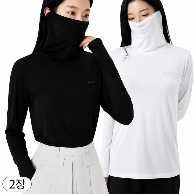 디퍼디 여성 프리미엄 쿨링 냉감 기능성 티셔츠 마스크티 골프 이너웨어 등산복 긴팔티 2장세트