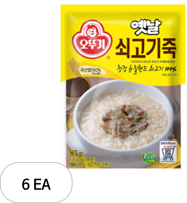 오뚜기 옛날 쇠고기죽, 85g, 6개