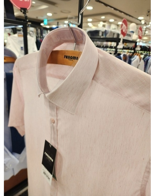 레노마 백화점 이월# 고 퀄리트 초 경량 마혼방 아이스텐셀 핀스트라이프 슬림핏 반팔 RPUSL1-351-BU PK