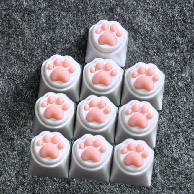 10PCS 핑크 고양이 발 키캡 개인화 된 실리콘 소재 귀여운 고양이 발톱 3D 키캡 DIY 교차 축 기계식 키보드, Cat Claw-10PCS, 갈축